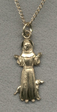 7/8" St. Francis Medal, 14kt Gold Filled, Your Choice of Chain, # 8916