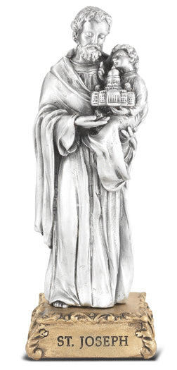 Pewter St. Joseph & Child Statue, 4-1/2", # 89349