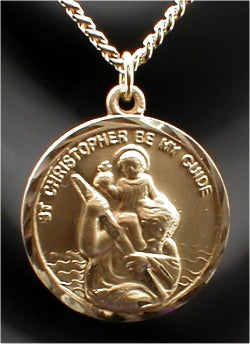 St. Christopher Medal, 14kt Gold Filled, 15/16", Your Choice of Chain, # 8937
