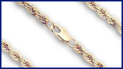 30" Heavy Hamilton Gold Plated French Rope Chain, 4mm wide, # 8979