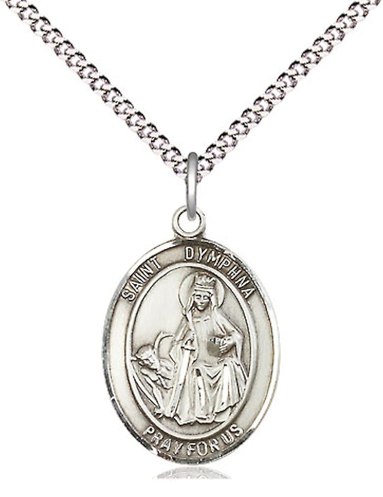 St. Dymphna Medal in Fine Pewter, 3/4" tall, Your Choice of Chain # 17015