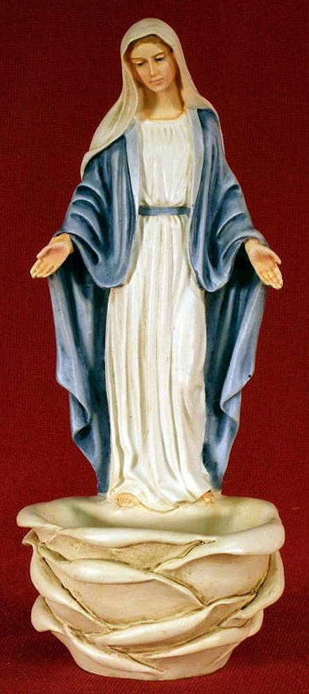 Our Lady of Grace font, 6", Stands or hangs, made in Italy, hand painted alabaster,, 96253
