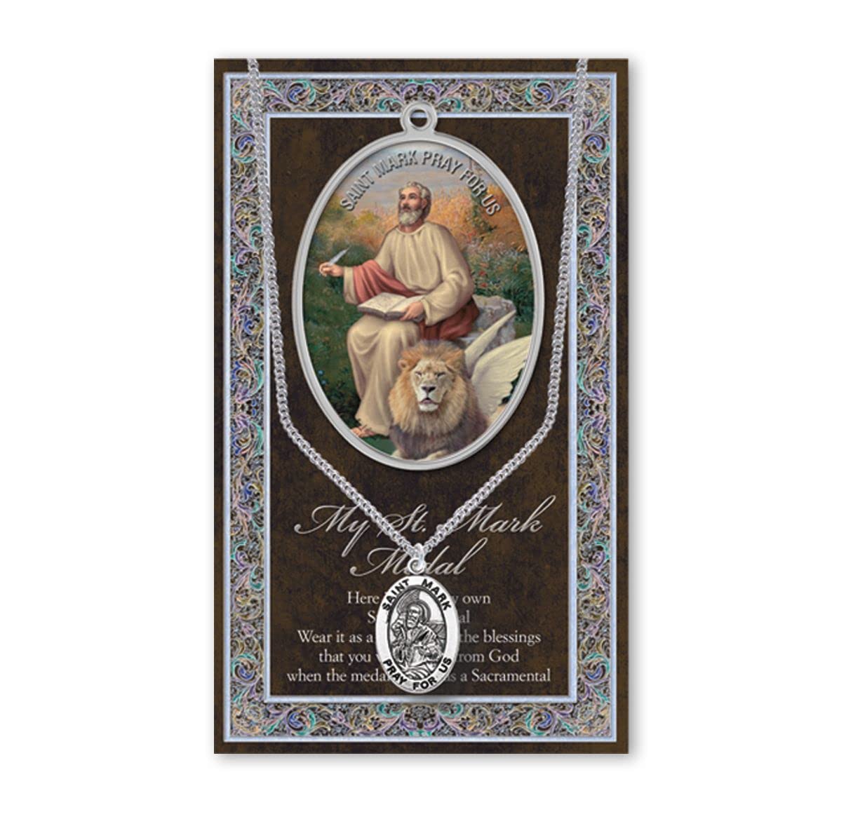 St. Mark Biography and Folding Picture Card with a Medal & Chain # 93143
