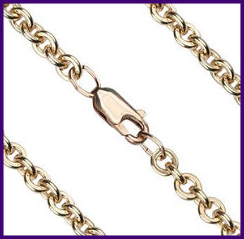 30" Heavy Hamilton Gold Plated Cable Flat Chain, 3.9mm wide, # 9017