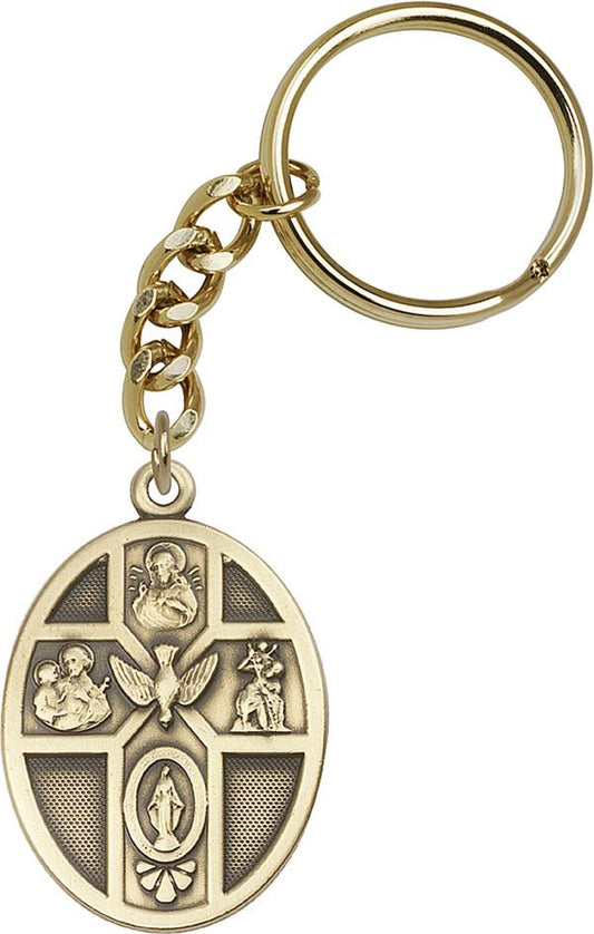 Keychain, Antique Gold 5-Way / Holy Spirit, # 9044