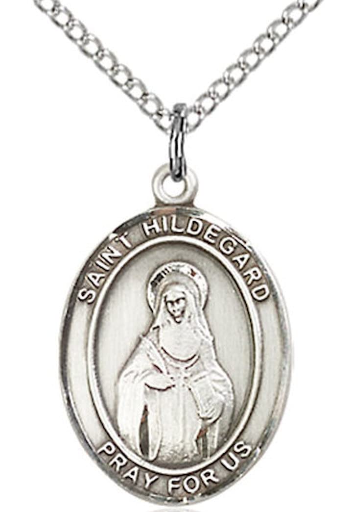 St. Hildegard Von Bingen Medal in Fine Pewter, 3/4" tall, Your Choice of Chain # 17060