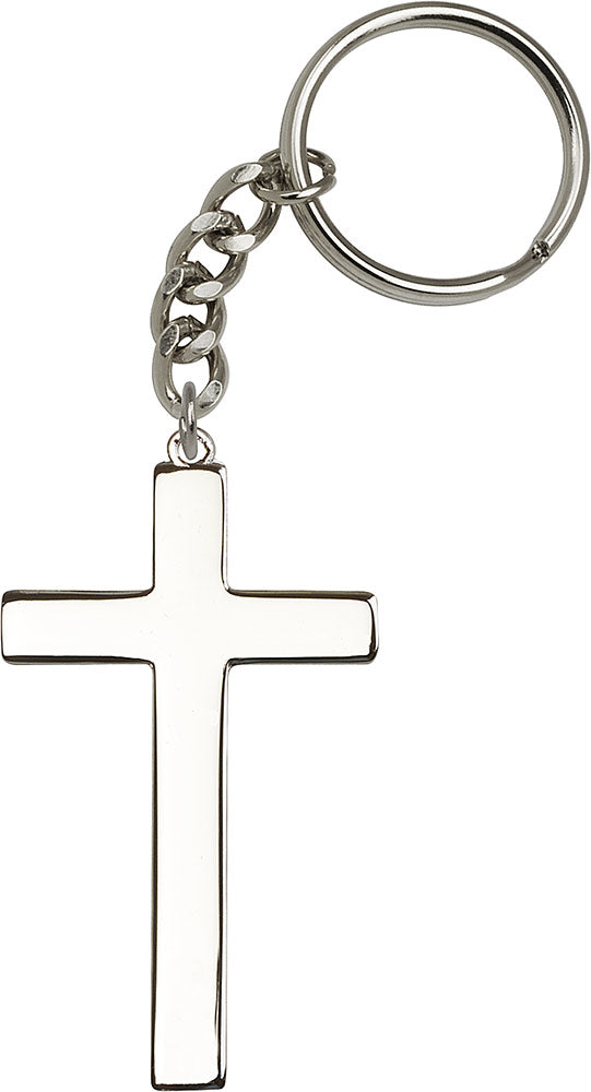 Keychain, Silver Plate Cross, # 9049