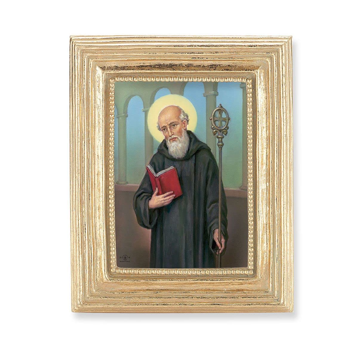 Gold Framed Print, 3-3/4"x4-3/4", Easel back, St. Benedict, # 65417