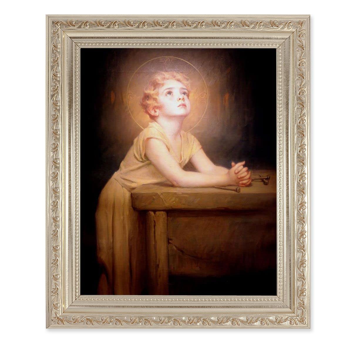 Chambers: Thy Will Be Done, 10"x12" Antique Silver & Carved Scrollwork Frame, Italian Print Under Glass # 26875