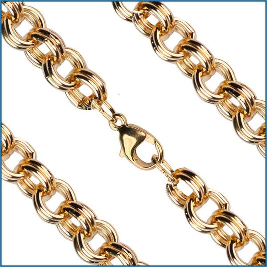 20" Double Cable Chain, 7.5mm wide, Heavy Hamilton Gold Plate, # 9185