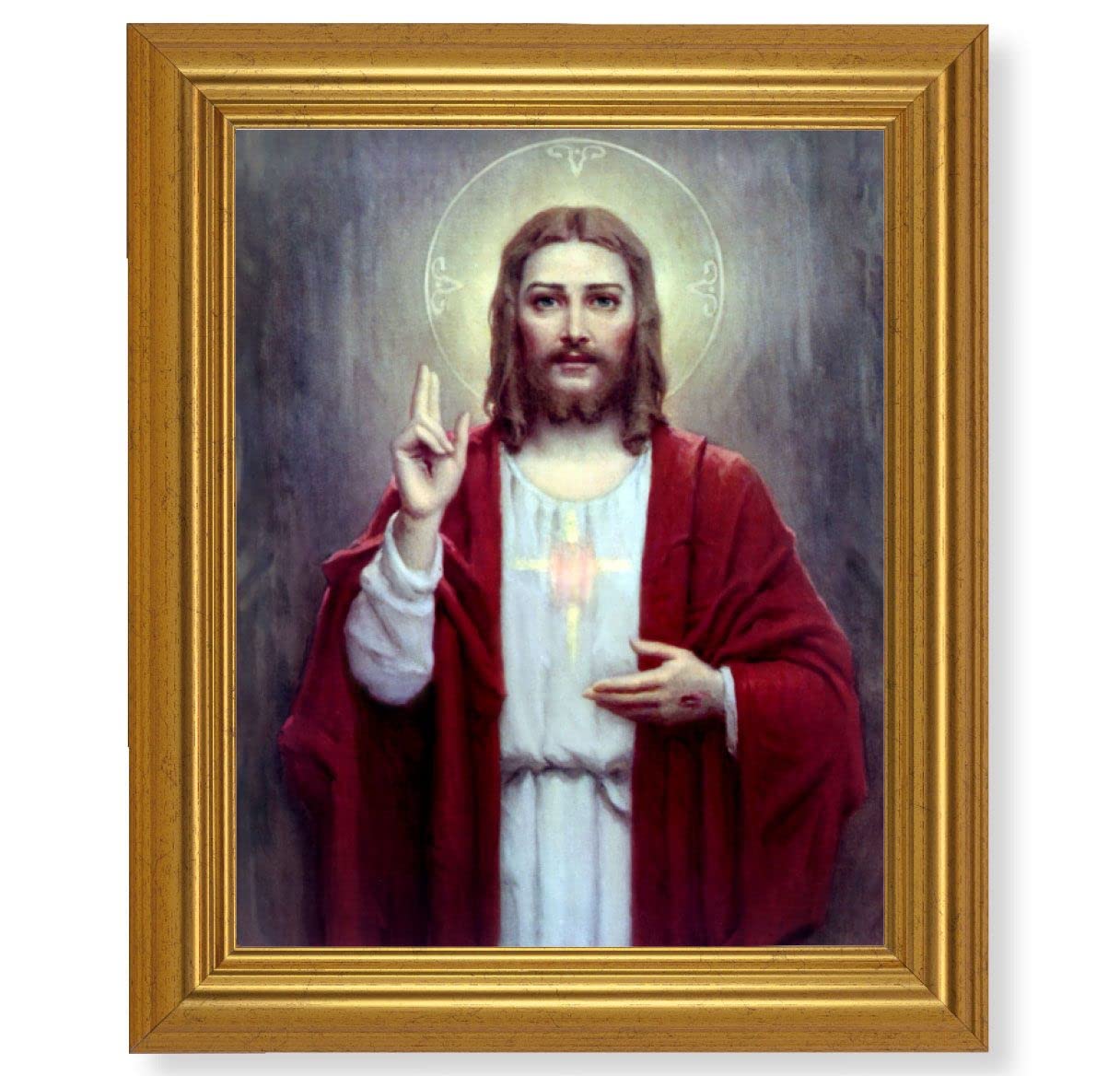 Chambers: Sacred Heart of Jesus, 10"x12" Gold-Leaf Finished Classic Frame, Italian Print on Artboard # 27159