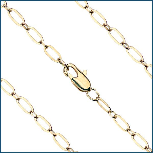 18" Light Oval Cable Chain, 3.1mm wide, Heavy Hamilton Gold Plate, # 9191