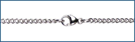 18" Sterling Silver Curb Chain w/ Clasp, 1.9mm wide, # 9229