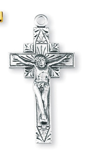 Crucifix, 1 1/8" Sterling Silver with 24" Chain # 92505.