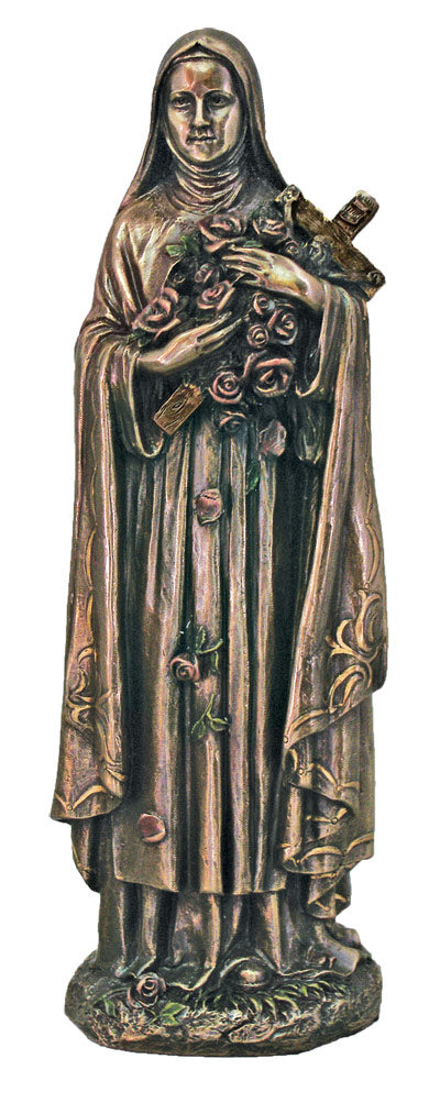 8" St. Therese Lisieux Statue, Cold Cast Bronze, # 92754