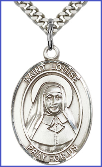 1"x3/4" Sterling Silver St. Louise de Marillac Medal, 24" Chain, # 92830-sale