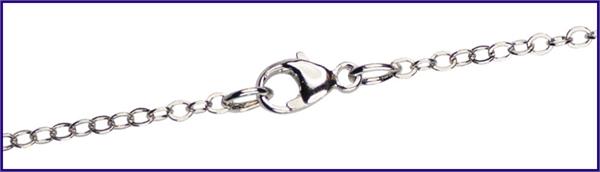13" Sterling Silver Light Cable Flat Chain, Rhodium Finish, 1.65mm wide, # 9297
