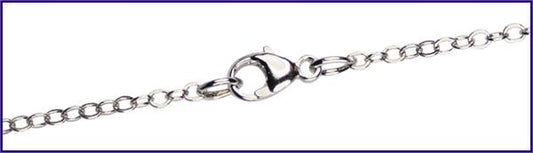 13" Sterling Silver Light Cable Flat Chain, Rhodium Finish, 1.65mm wide, # 9297