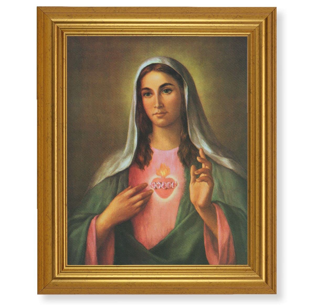 La Fuente: Immaculate Heart of Mary, 10"x12" Gold-Leaf Finished Classic Frame, Italian Print on Artboard # 27321