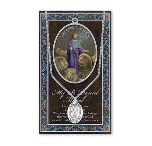 St. Daniel Biography and Folding Picture Card with a Medal & Chain # 93122