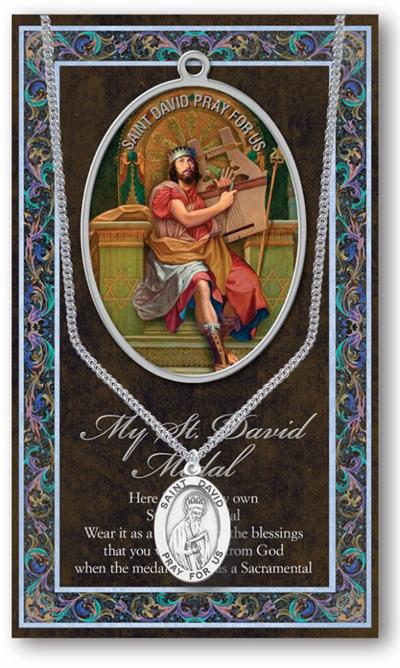 15/16" Pewter Medal with Folding Prayer Card, St. David the King, # 93127