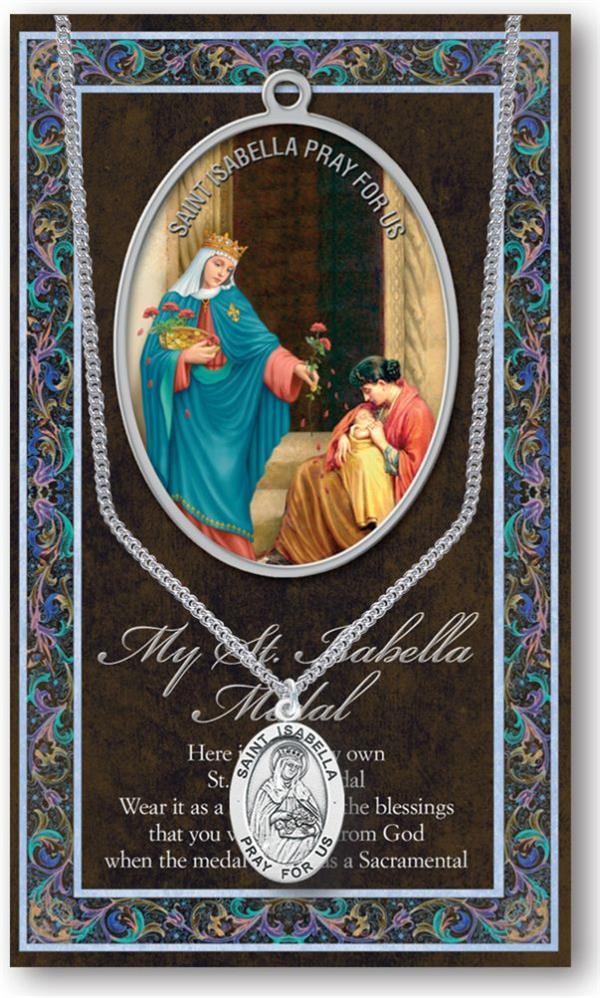 15/16" Pewter Medal with Folding Prayer Card, St. Isabella, # 93134