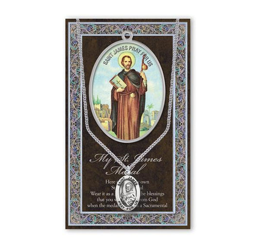 St. James The Greater Biography and Folding Picture Card with a Medal & Chain # 93135