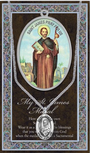 15/16" Pewter Medal with Folding Prayer Card, St. James the Apostle, # 93135