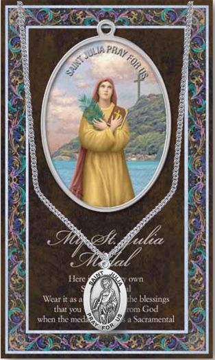 15/16" Pewter Medal with Folding Prayer Card, St. Julia, # 93138