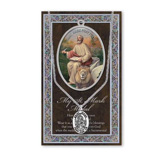 St. Mark Biography and Folding Picture Card with a Medal & Chain # 93143