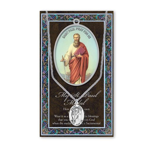 St. Paul Biography and Folding Picture Card with a Medal & Chain # 93147