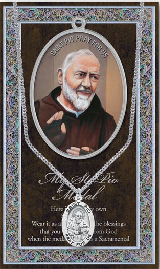 15/16" Pewter Medal with Folding Prayer Card, St. Padre Pio, # 93151