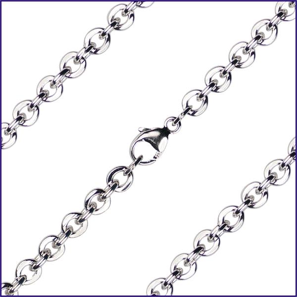 18" Sterling Silver Cable Flat Chain, 3.85mm wide, # 9327