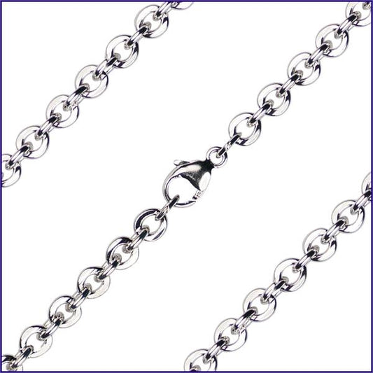 18" Sterling Silver Cable Flat Chain, 3.85mm wide, # 9327