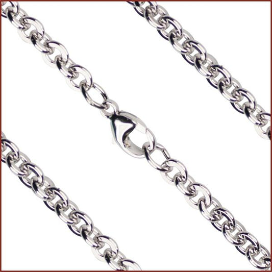30" Sterling Silver Heavy Cable Flat Chain, 4.35mm  wide, # 9338