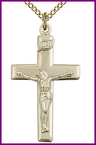 1-1/8" 14kt Gold Filled Crucifix, Your Choice of Chain, # 9343