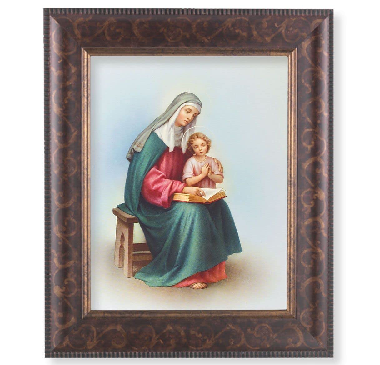 St. Anne Picture, 11-1/4"x13-1/4, Antique Gold & Espresso Frame, Italian Print Under Glass # 25894