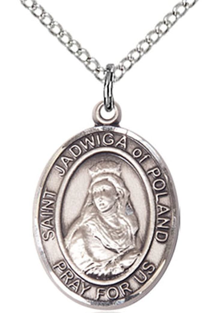 St. Jadwiga of Poland Medal in Fine Pewter, 3/4" tall, Your Choice of Chain # 17072