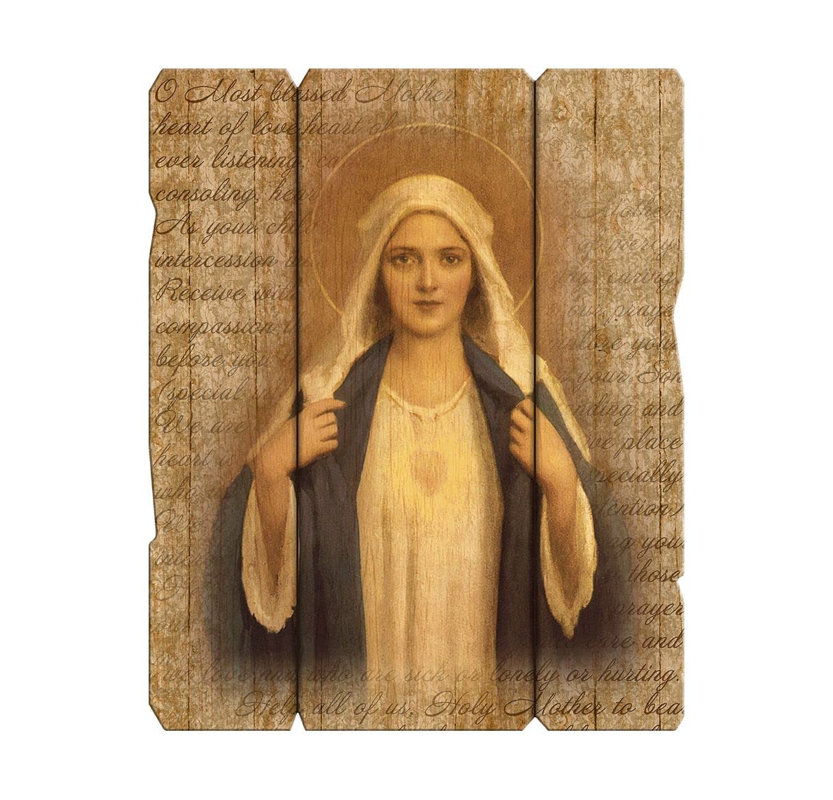 Divine Mercy Vintage Wooden Wall Plaque, 7.5"x9", # 1416