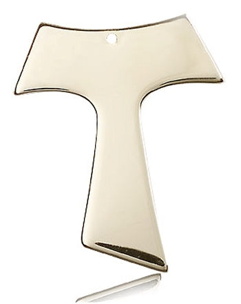 Tau Cross Solid 18kt Gold, 1.5", Free Chain, # 48110