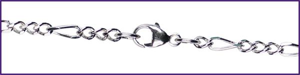 13" Sterling Silver Light Figaro Chain, 2.3mm wide, # 9430