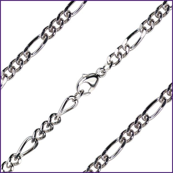 30" Sterling Silver Heavy Figaro Chain, 3.4mm wide, # 9448