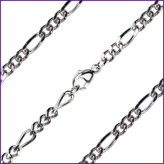 16" Sterling Silver Heavy Figaro Chain, 3.4mm wide, # 9442