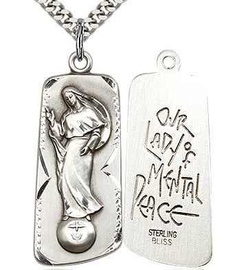 Our Lady of Mental Peace Medal, Sterling Silver, 1.25", Your Choice of Chain, # 94692