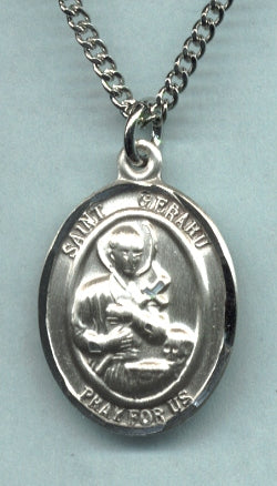 St. Gerard 3/4"x9/16" Oval Medal, Sterling, Your Choice of Chain, # 9471
