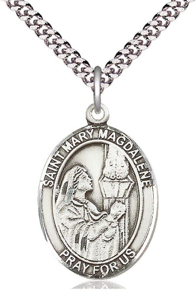 St. Mary Magdalene Medal in Fine Pewter, 1" tall, Your Choice of Chain, # 5473