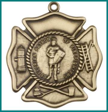 Keychain, Bronze Oxide Finish, St. Florian / Firefighters, 1-7/8" tall, # 95066
