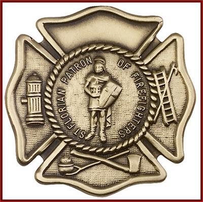 Visor Clip, Bronze Oxide Finish, St. Florian / Firefighters, 1-3/4", # 95070