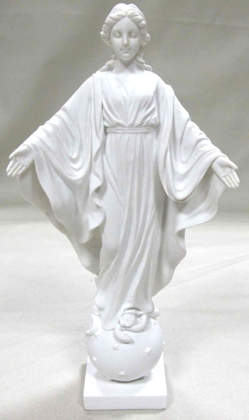 Our Lady of Smiles White Resin Statue 9", 95079