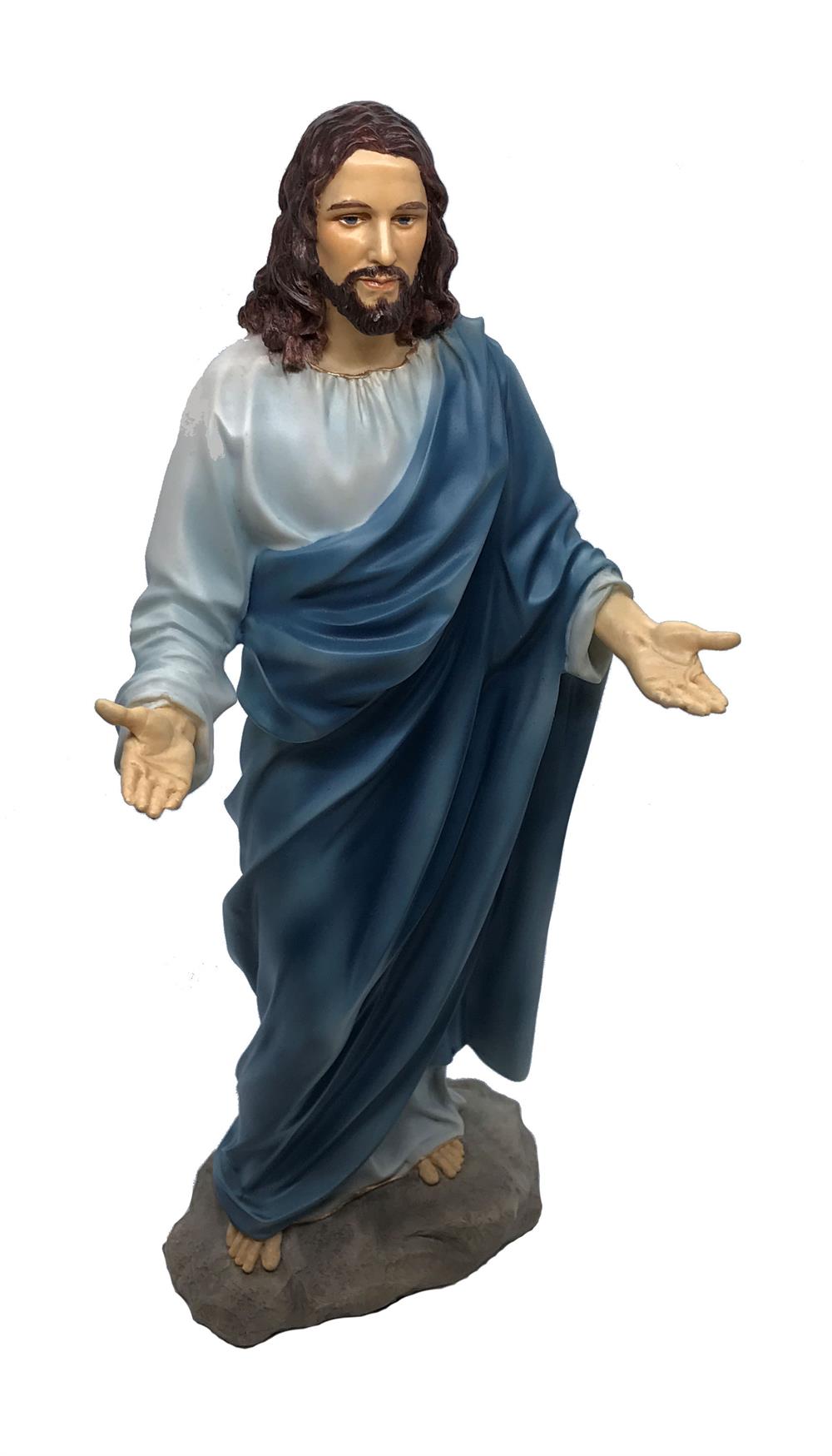 Welcoming Jesus Statue, Hand Painted Resin, 12", 95087